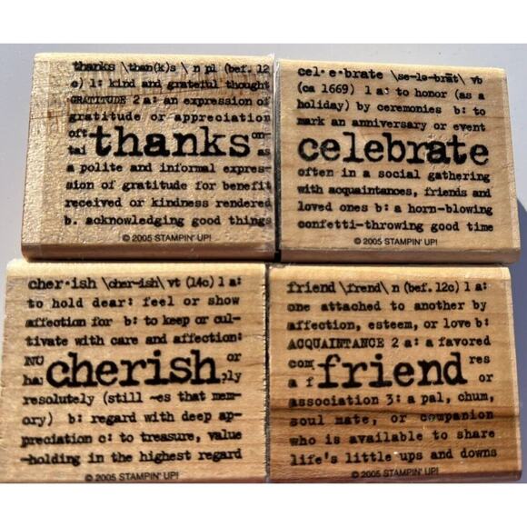 -CRAFT STAMPS Retired Lot Of 4 Dif. Phrases: Celebrate, Cherish, Friend, Thanks. - Picture 1 of 6